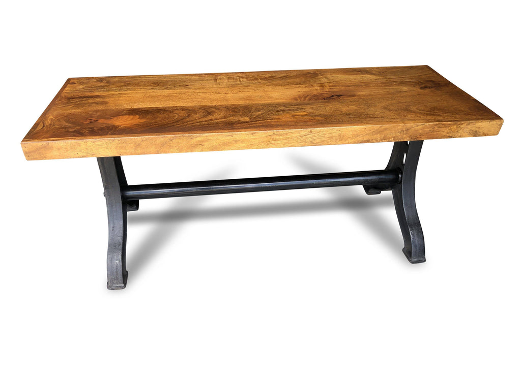 Industrial Dining Bench with Cast Iron and Reclaimed Hardwood K8938