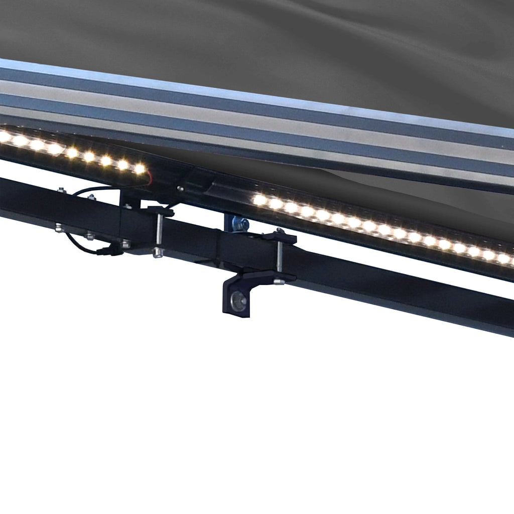 Gray LED Motorized Retractable Patio Awning Q5357