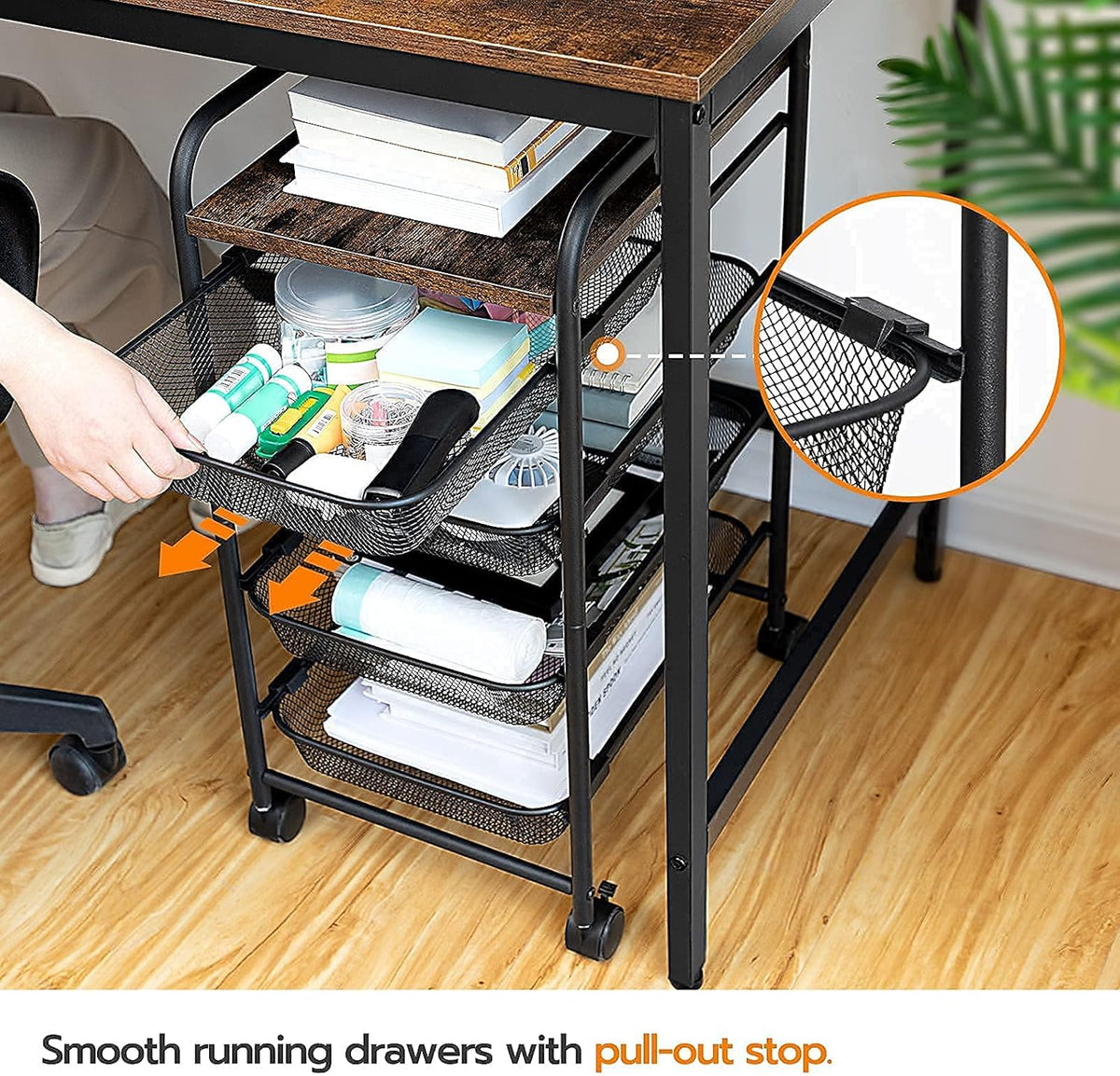 5 Tier Rolling Cart with Mesh Drawers and Wheels D335894