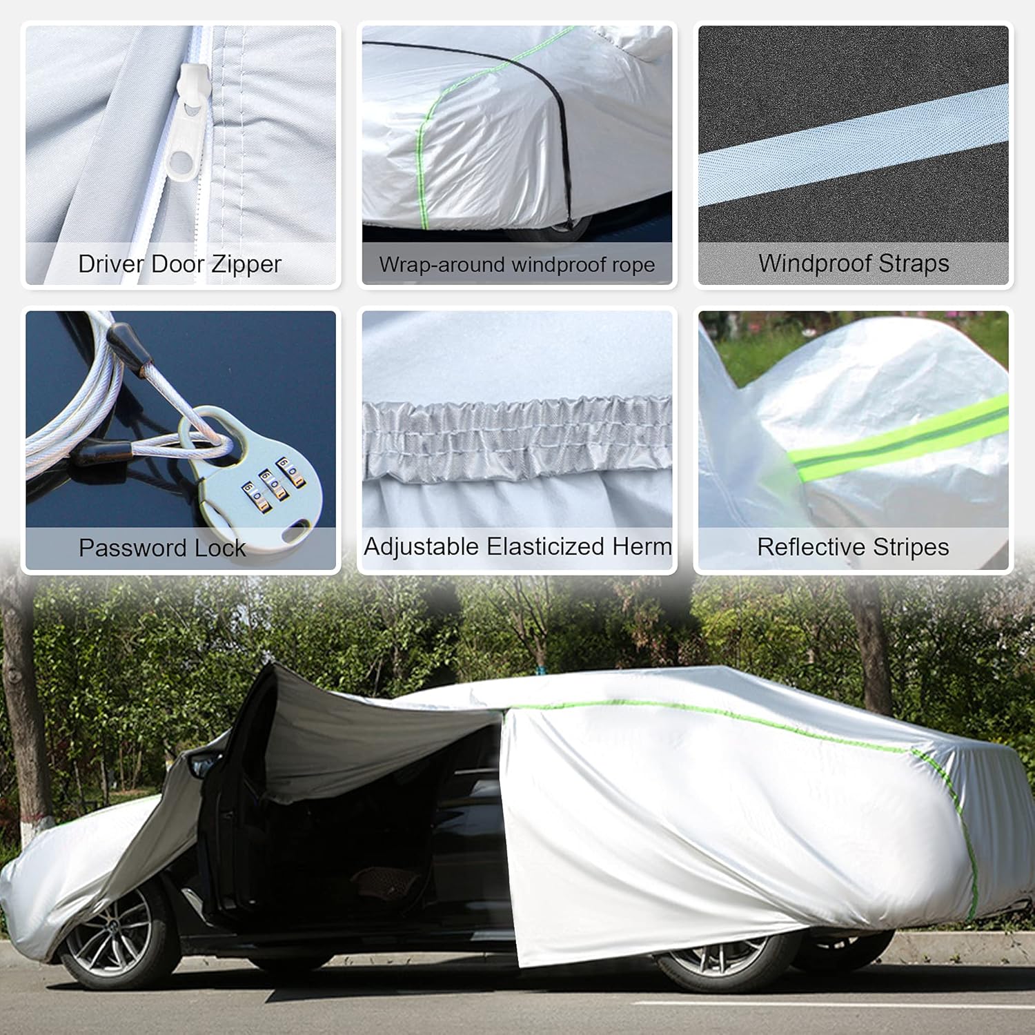 300D Oxford Waterproof Full Exterior SUV Car Cover with Zipper E185394