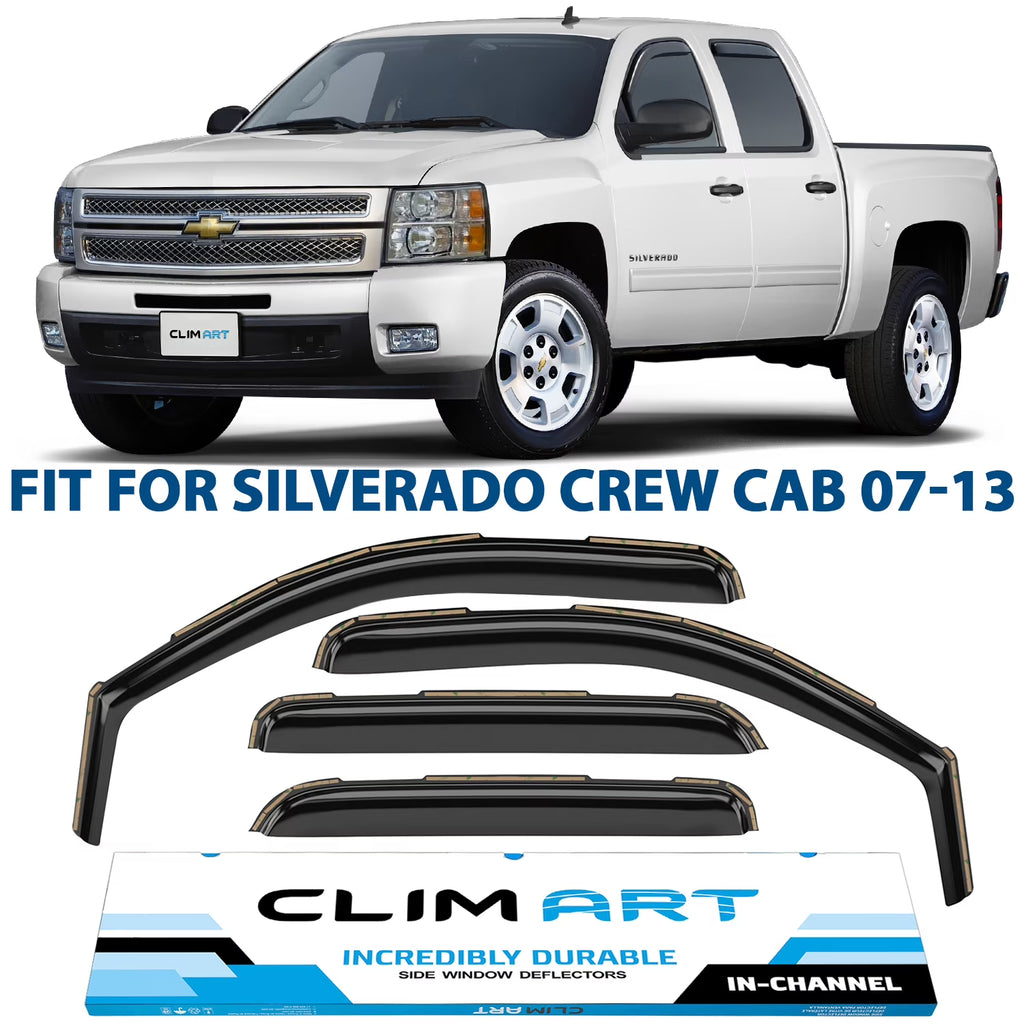 4pcs In-Channel Window Deflectors for Chevrolet Silverado 1500 Crew Cab 2007-2013 X37667