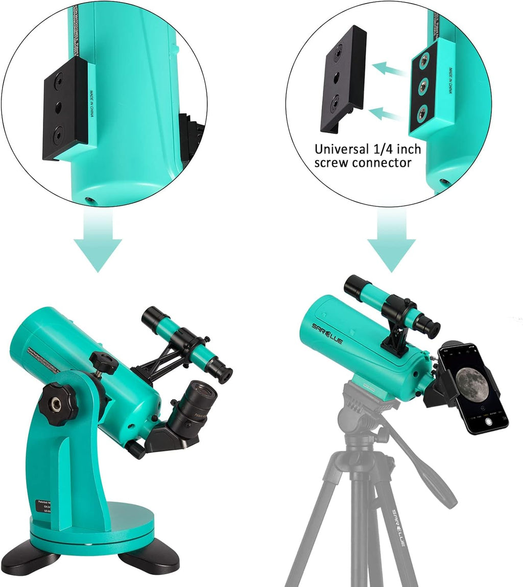 Maksutov-Cassegrain Telescope 60 with Dobsonian Mount, 60mm Aperture 750mm Focal Length, with Finderscope and Phone Adapter G839232
