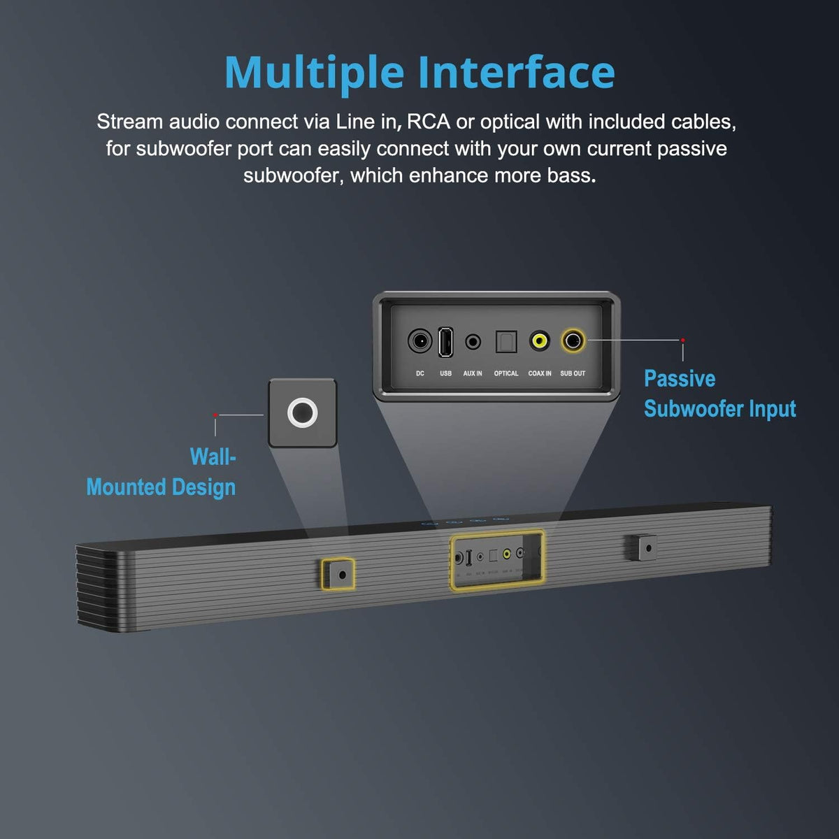 Black Bluetooth 5.0 Sound Bar Speaker D62507