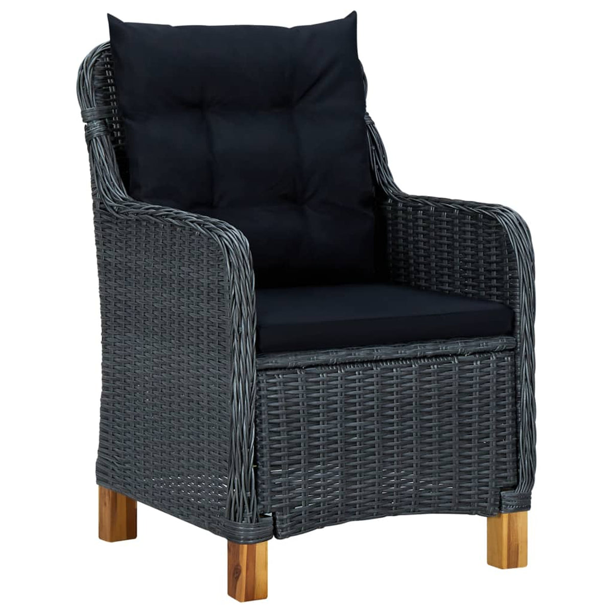 2 pcs Poly Rattan Dark Gray Patio Chairs with Cushions U160235