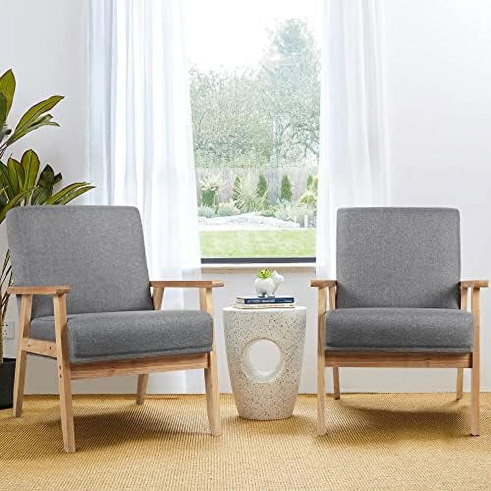 Beige Wooden Accent Chairs Set of 2 D843