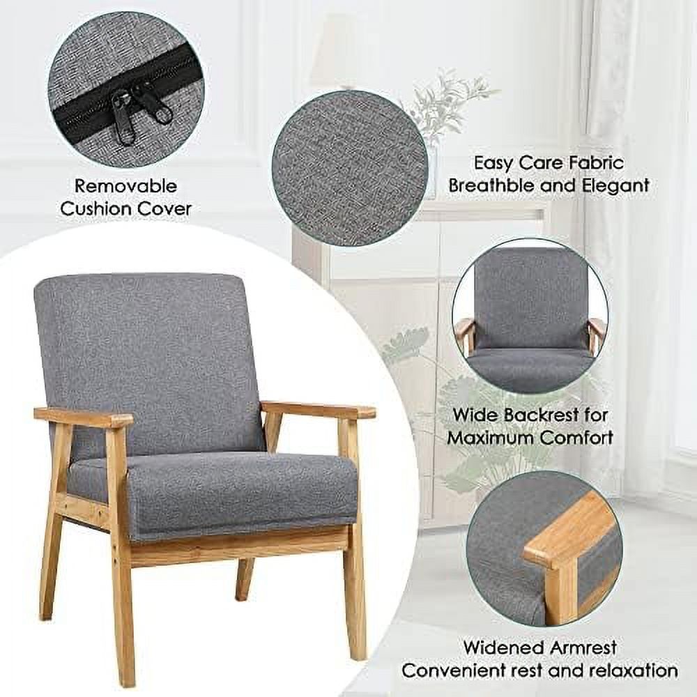 Beige Wooden Accent Chairs Set of 2 D843