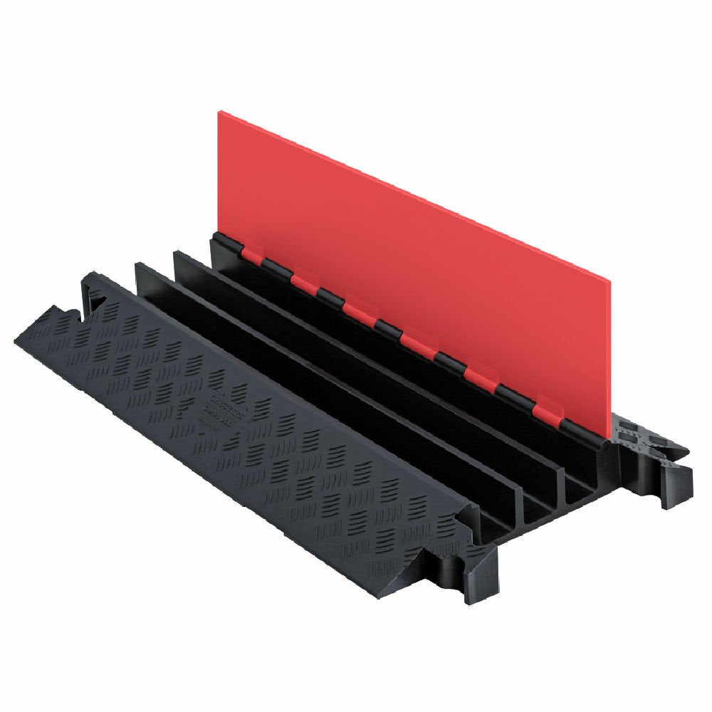 3 Channel Polyurethane Cable Protector with Dog Bone Connector, Orange Lid with Black Ramp K205