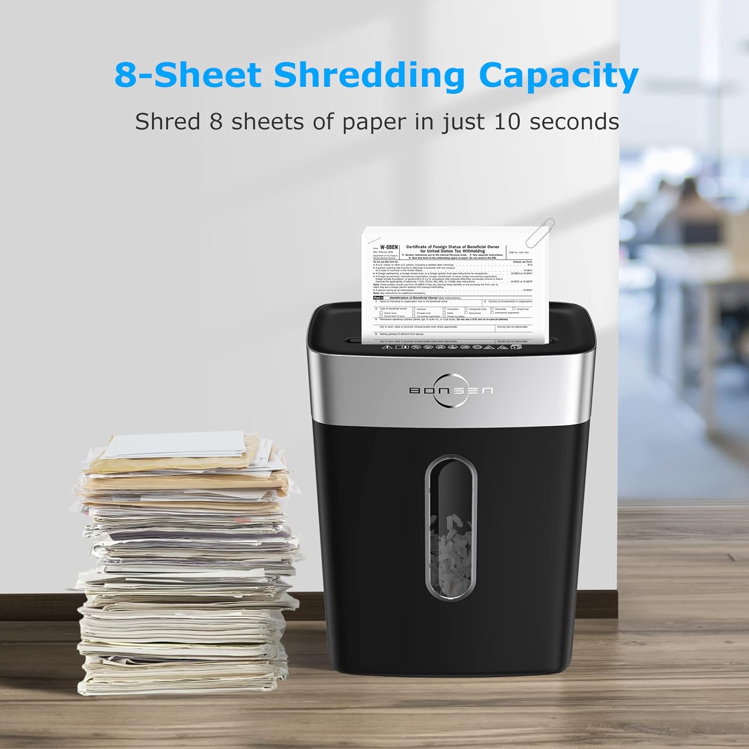 8-Sheet Crosscut Paper Shredder with 4 Gallons Wastebasket, Pack of 2 I69065