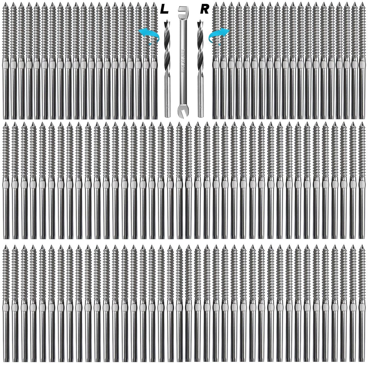 T316 Stainless Steel Swage Lag Screws for Deck Railing Hardware, 120 Packs X60123