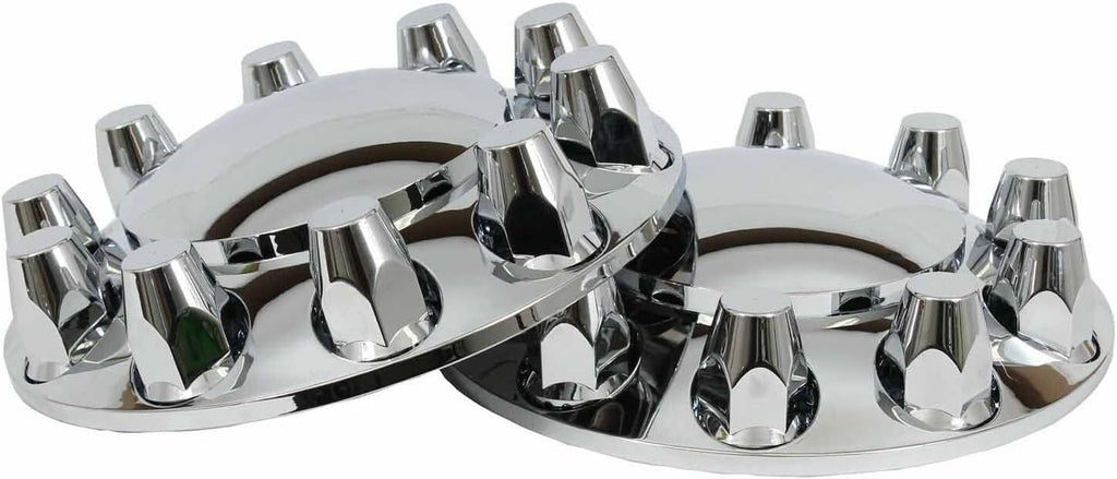 2 Pack Chrome Plated ABS Plastic Front Axle Wheel Cover Hubcap for Semi Truck J686142