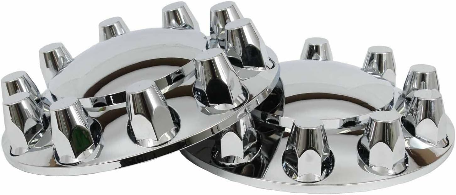 2 Pack Chrome Plated ABS Plastic Front Axle Wheel Cover Hubcap for Semi Truck J686142