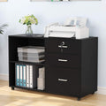 Black 3 Drawer Mobile Lateral File Cabinet with Lock T2241