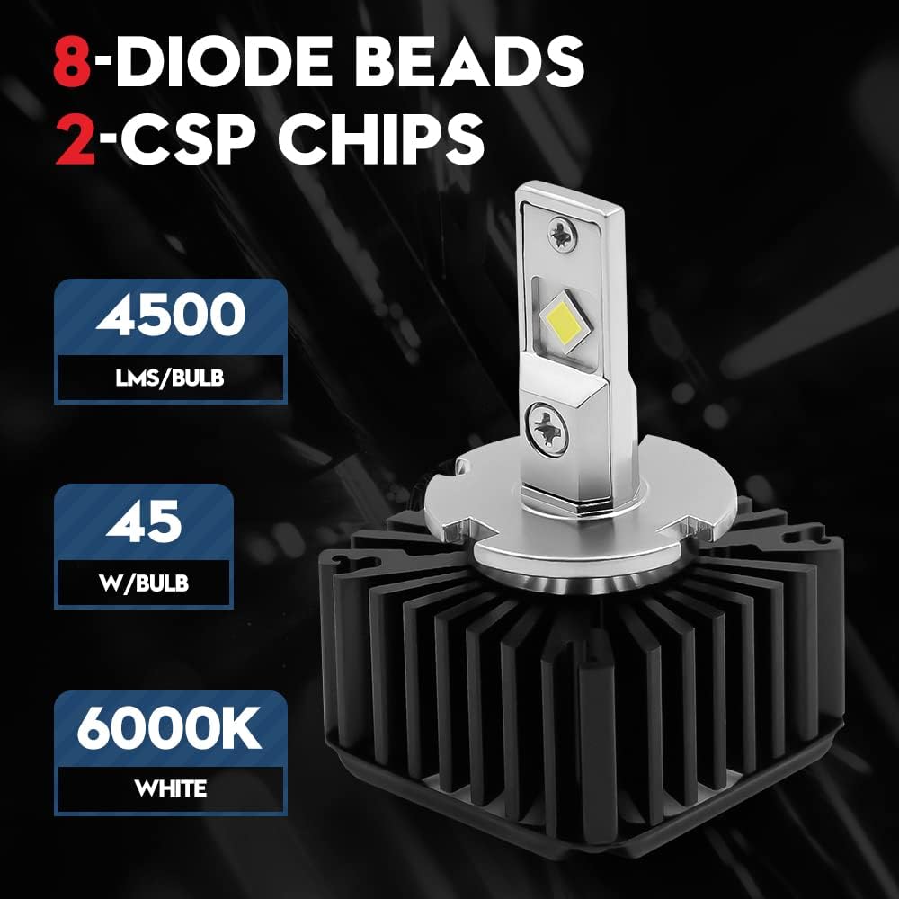 D3S D3R LED Headlight Conversion Kit 70W 8400Lms 6000K White CanBus Error Free Replacement 2 Pack Y534868