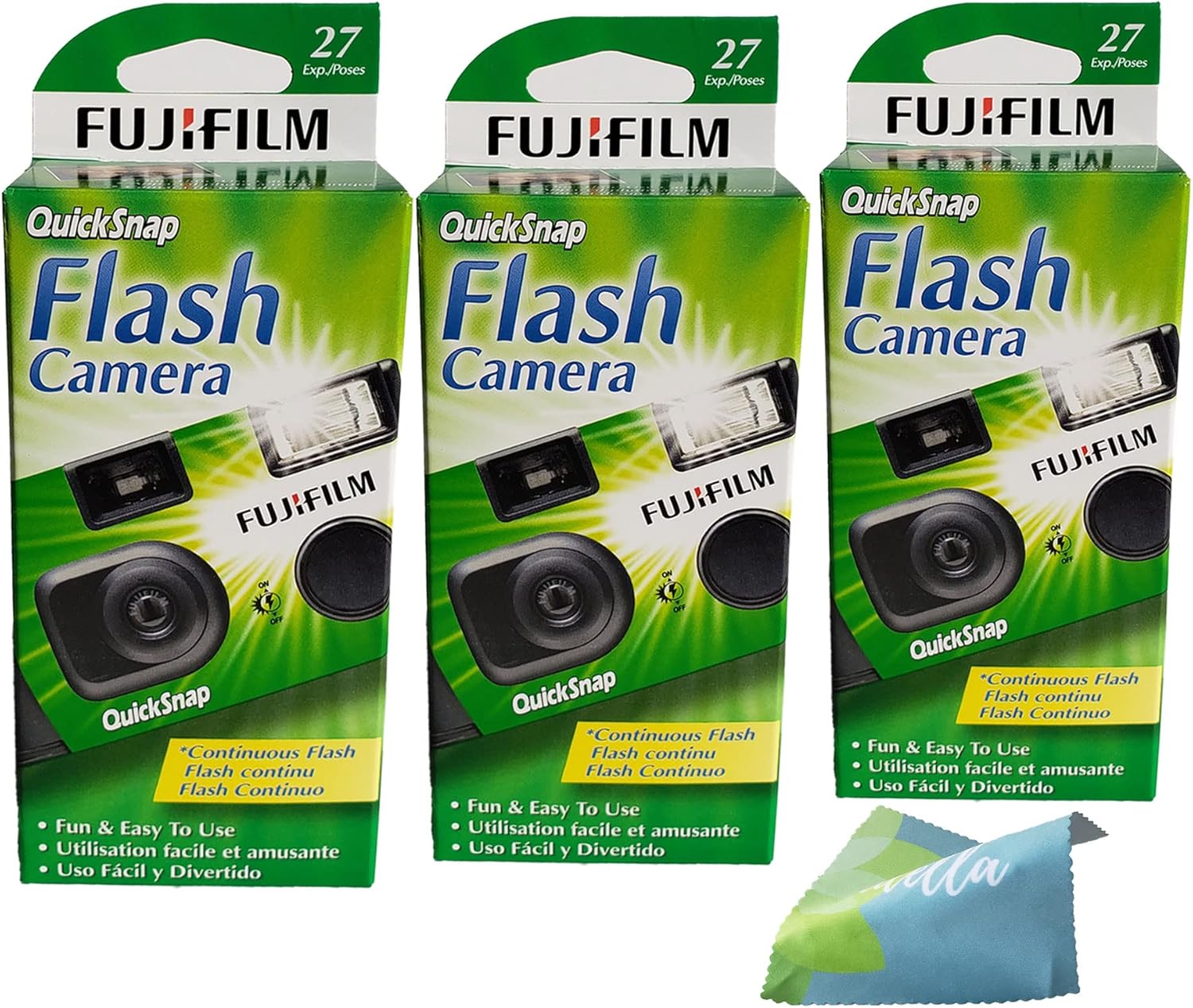 Disposable 35mm Camera Flash 400 Pack of 3 with Microfiber Cloth Y652