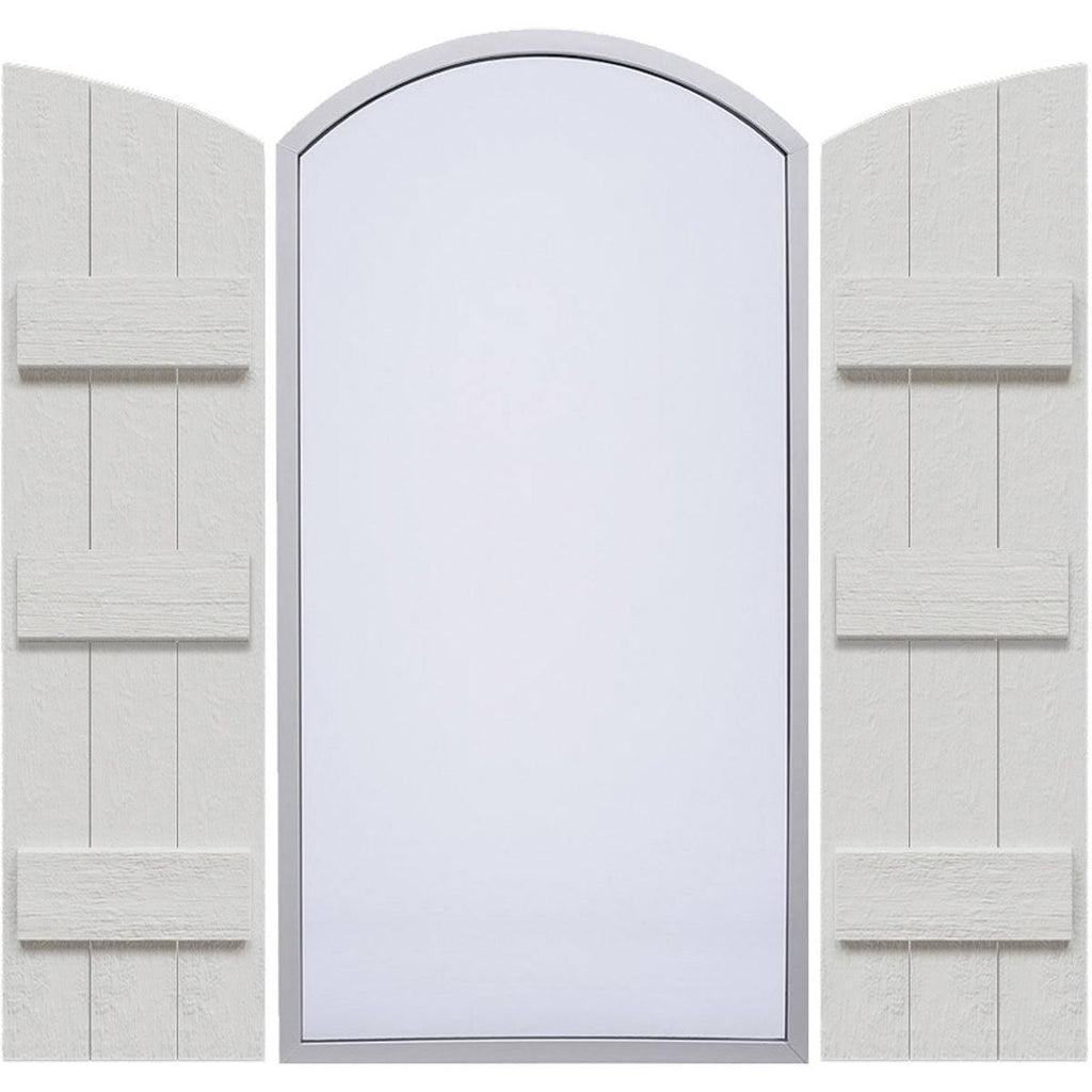 Rustic Faux Wood Shutters with Elliptical Arch Top D87118