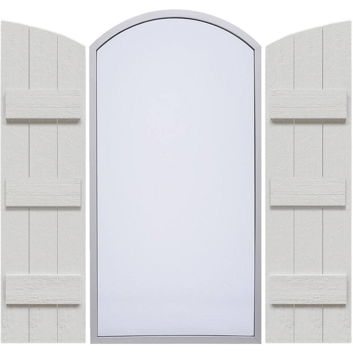 Rustic Faux Wood Shutters with Elliptical Arch Top D87118