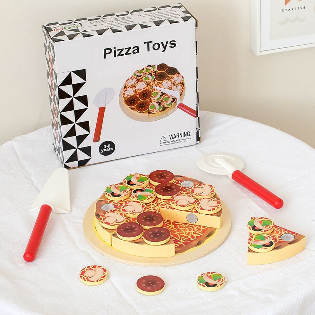Pretend Play Food Pizza Set, Montessori Learning Toys, Play Kitchen Accessories B229