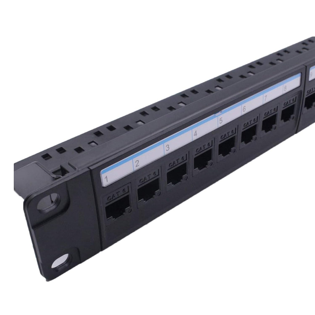 24 Port CAT6 Pass Through Coupler Patch Panel with Back Bar, Unshielded Keystones, Pack of 2 D11159