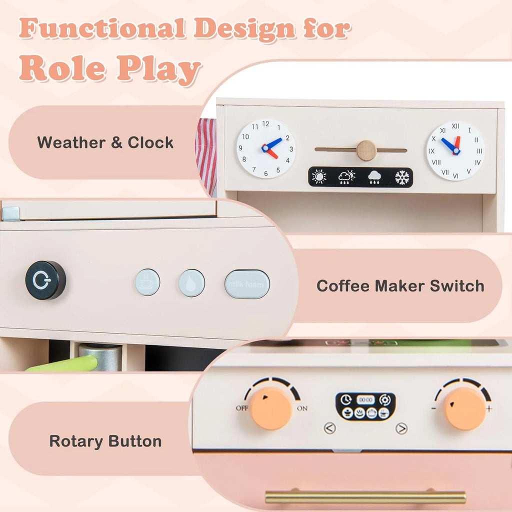 Peach Pink Wooden Kids Kitchen Playset O419239