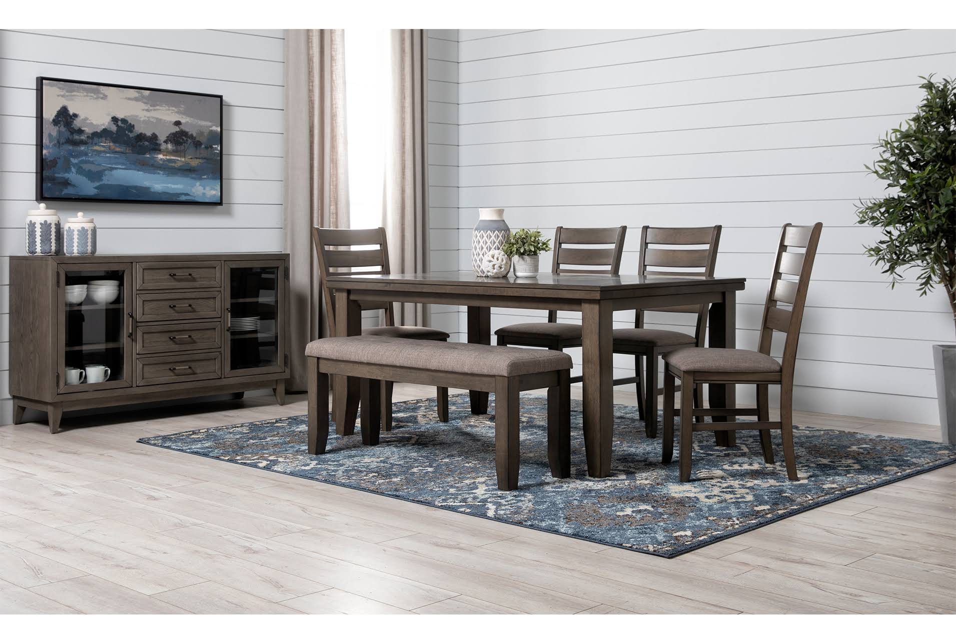 6 Piece Grey Wood Dining Set S23571