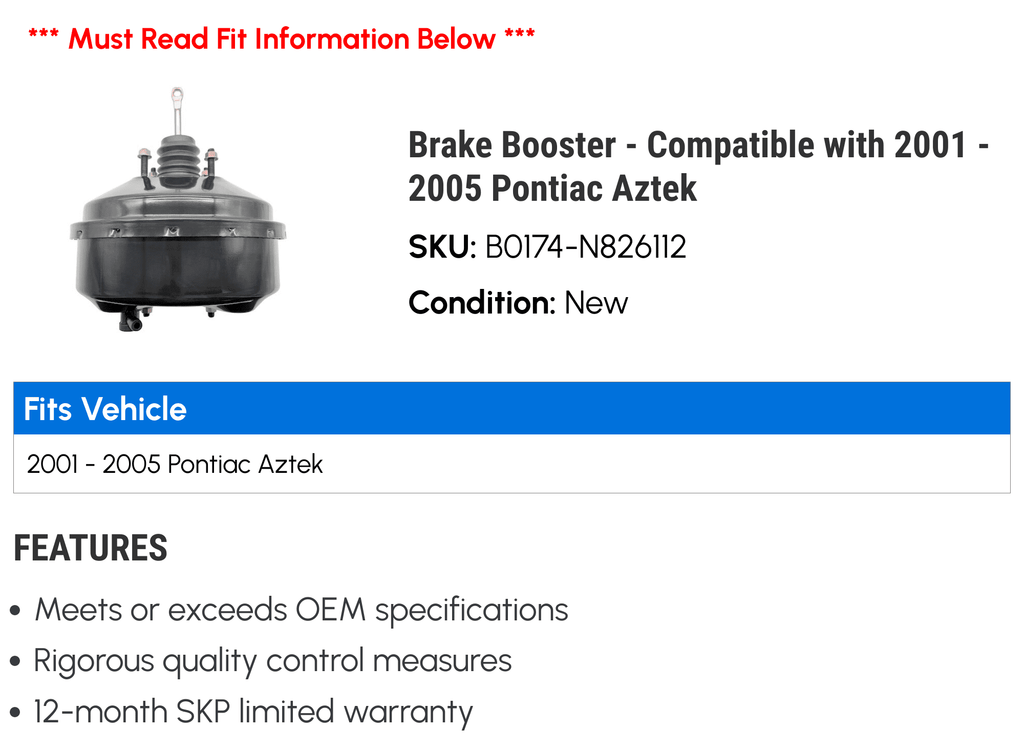 Brake Booster Y148
