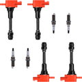 4pc Racing Ignition Coil Pack And Platinum Spark Plug Compatible With Nissan Altima Sentra X-Trail 2002 2003 2004 2005 2006 2.5L L4 T9749