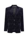 ETRO single-breasted cotton velvet jacket with paisley overprint