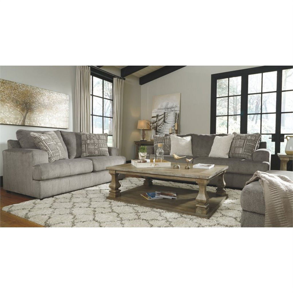 Ash Gray Microfiber Fabric Loveseat W485565