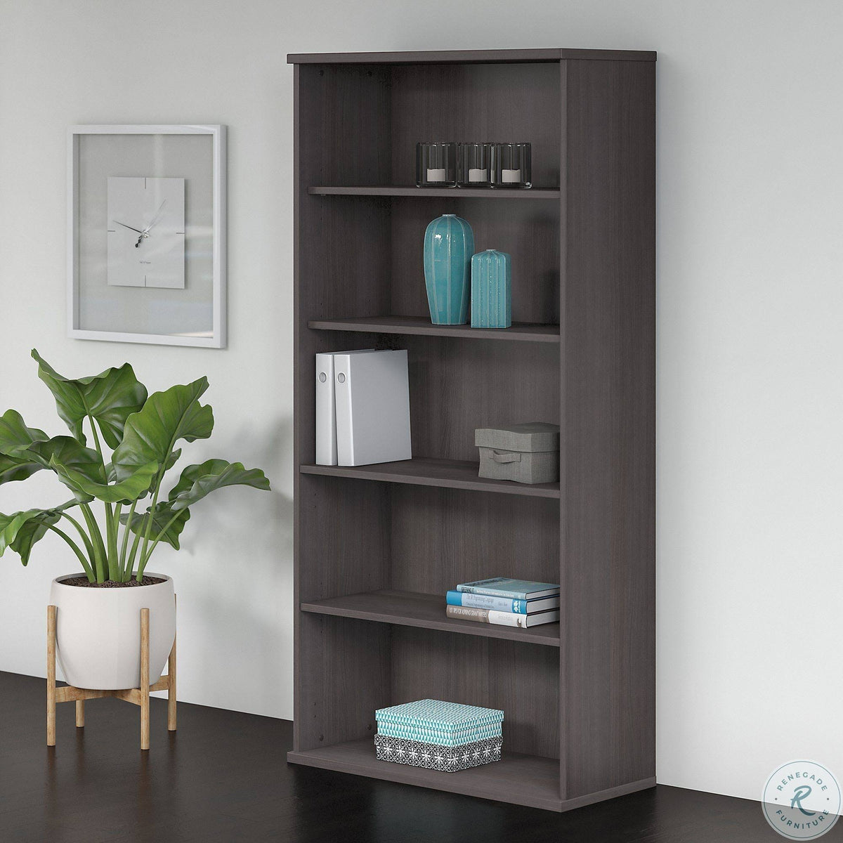 Storm Gray 5 Shelf Bookcase W5165