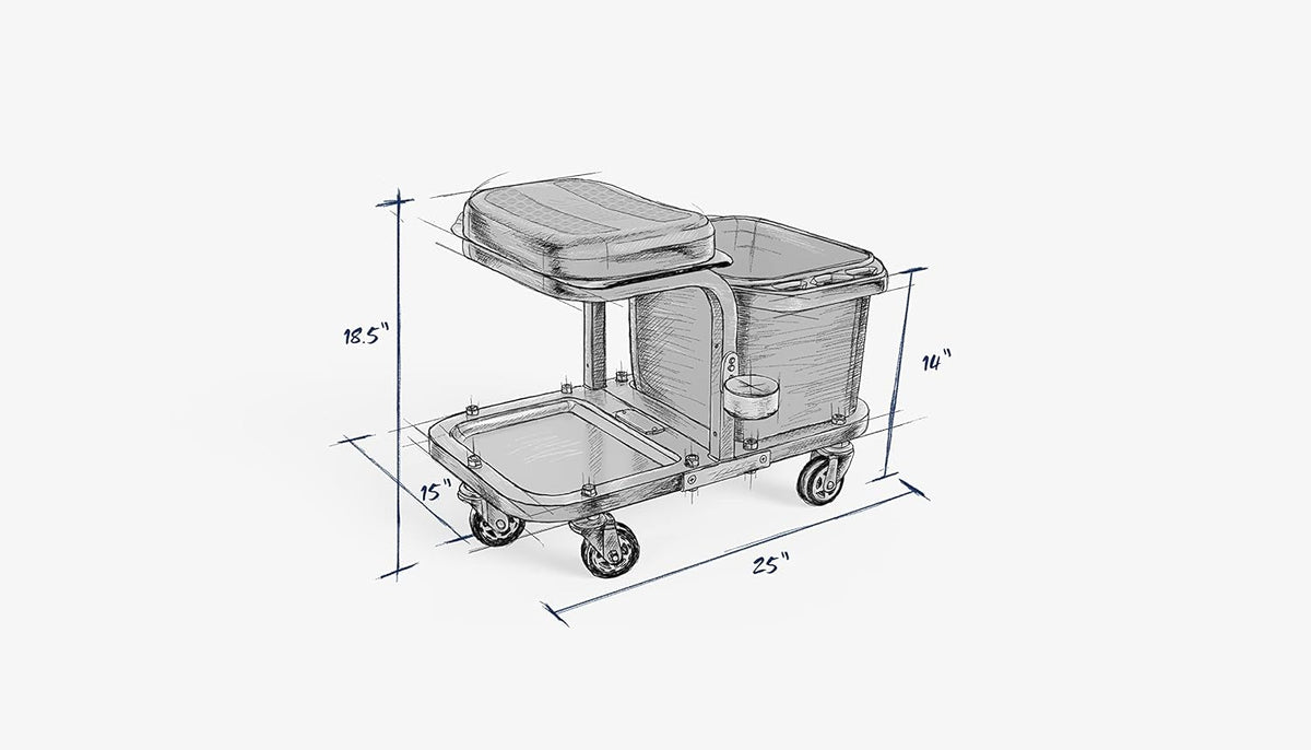 Rolling Car Wash Stool 350 lbs. Capacity H953