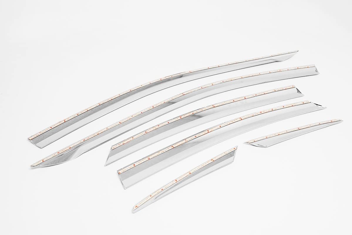 Chrome Finish Tape-On Style Rain Guards for Kia Forte Sedan 2019-2022 (6PCs) P698115