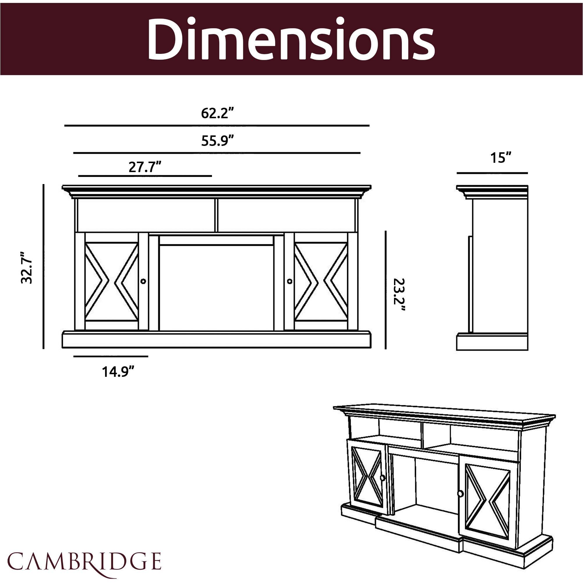 62-in. Electric Fireplace Mantel with Deep Log Insert, Sandstone L451052