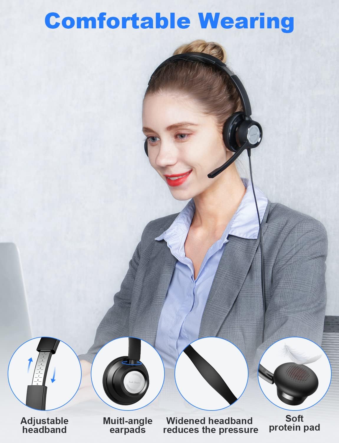 Wired USB Headset with Noise Cancelling Mic Y855205