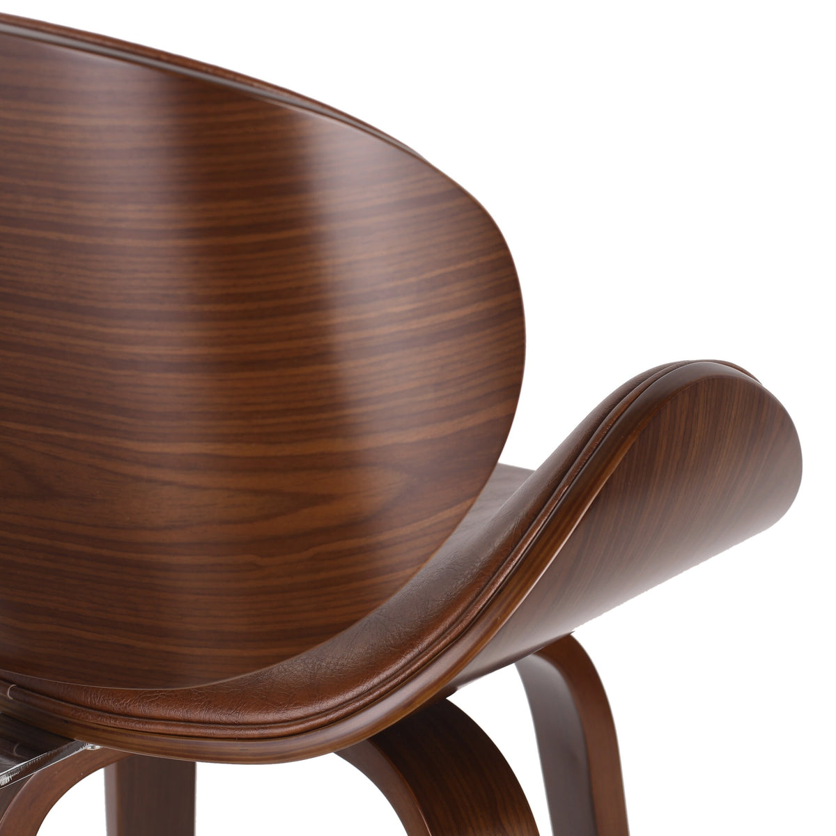 Walnut + Cognac Upholstered Swivel Barstool A253