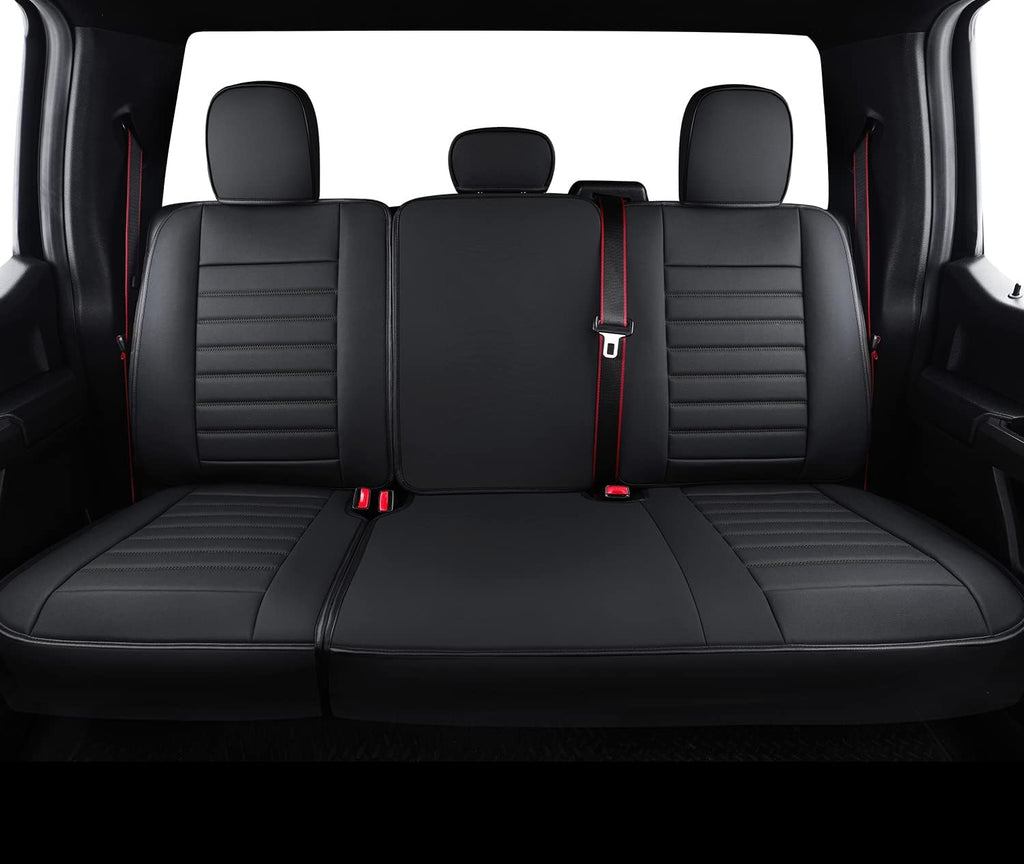 Black Rear Faux Leather Back Seat Covers V38481