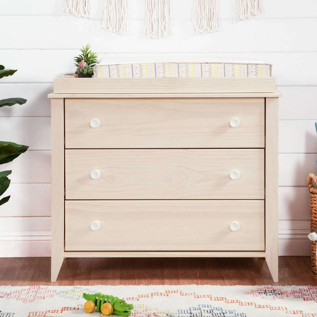 3-Drawer Changer Dresser with Removable Changing Tray Washed Natural White J939388