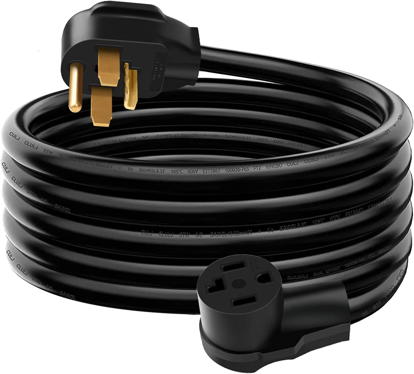 10 FT 4 Prong 30Amp 14-30P to 14-30R Extension Cord, 10 Gauge, Black, Pack of 2 F690