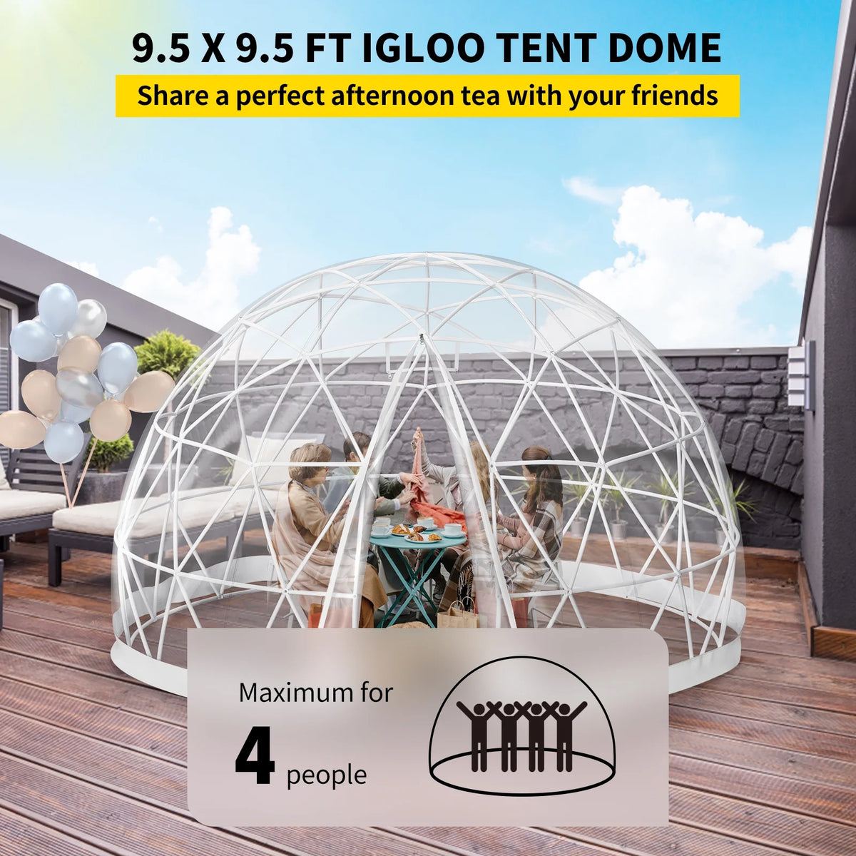 9.5ft PVC Geodesic Dome Bubble Tent with Door and Windows P985878