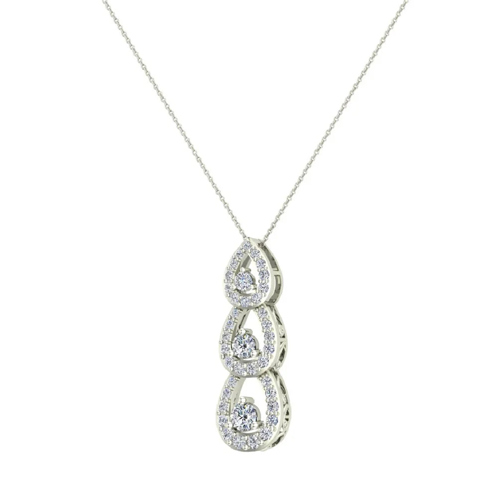 18K White Gold Diamond Pendant Necklace P188