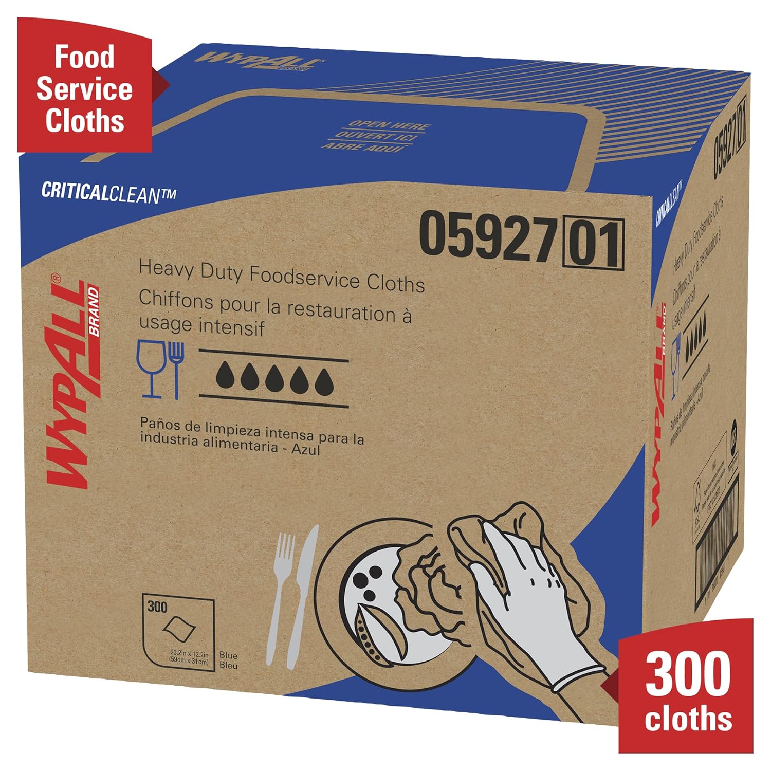 Blue 1/4 Fold Foodservice Towels, Case of 300, Pack of 2 L137