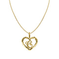 14K Yellow Gold Diamond-Cut Heart-Shaped Initial Pendant with 16" Chain Necklace T8759
