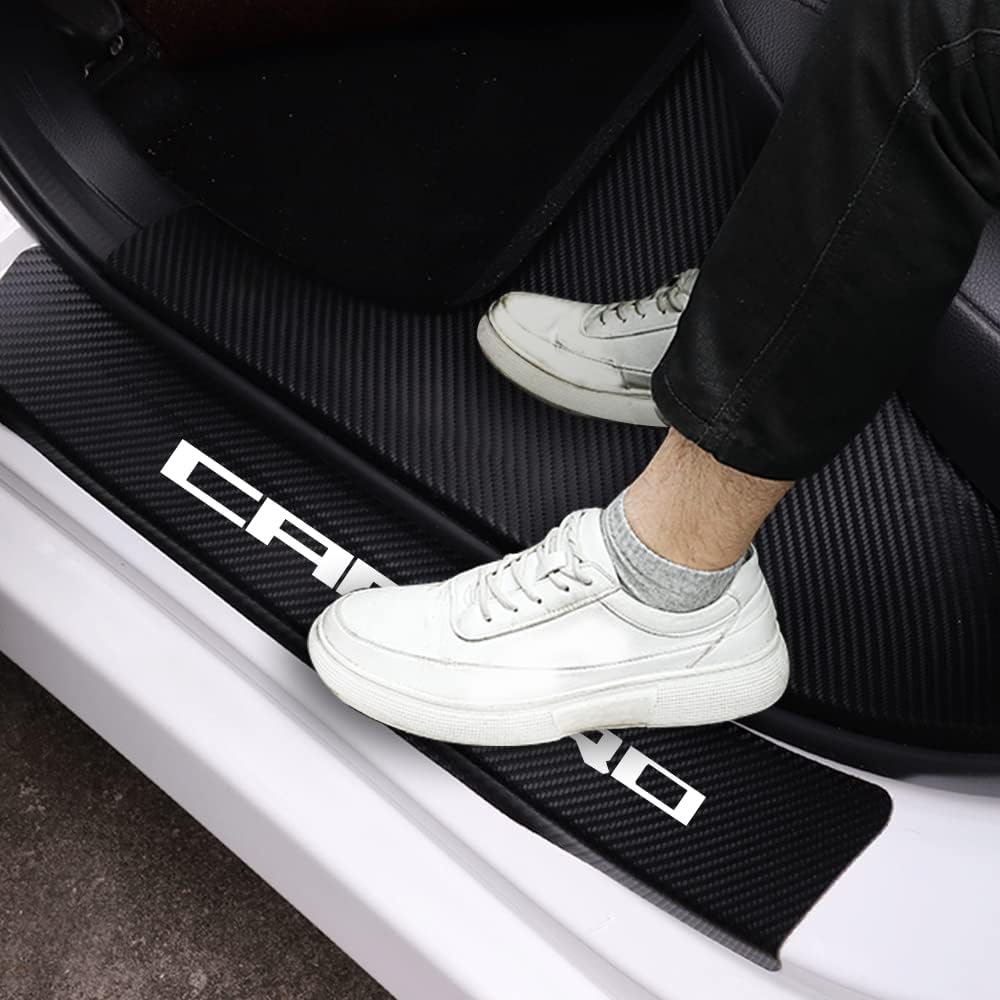 4PCS White Carbon Fibre Vinyl Car Door Sill Protector Decal Sticker E574753