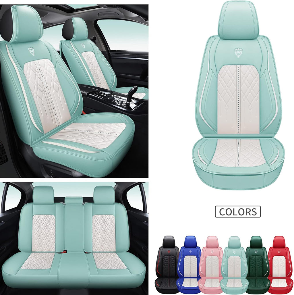 Red Straight Line Synthetic Leather Car Seat Cover Set L973