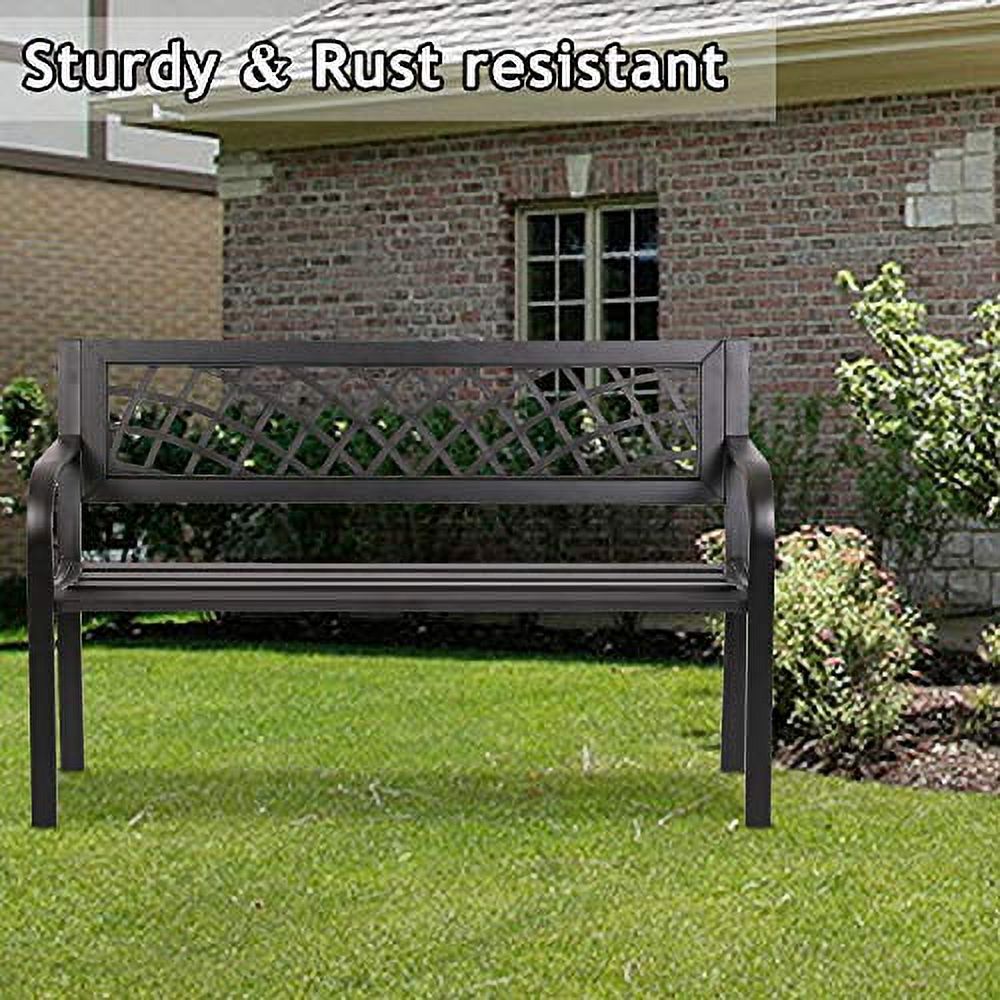 Black Cast Iron Outdoor Bench I9894