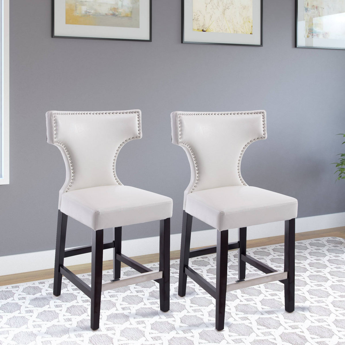 Black Metal Studs Counter Height Barstool (Set of 2) R8413