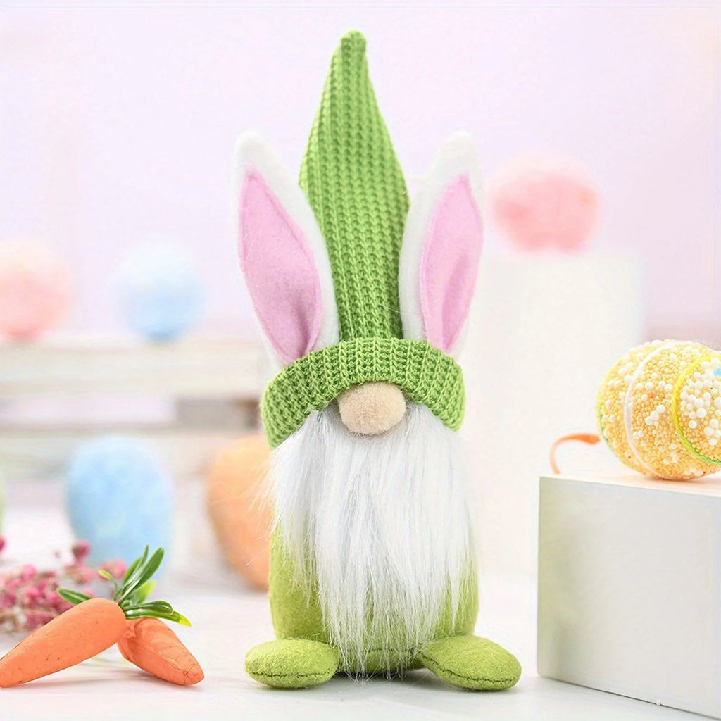 Easter Gnomes Decorations, 2 Pack Bunny Tiered Tray Plush Gnome Decor Handmade Swedish Tomte Elfs Dwarf Rabbit Doll A8646