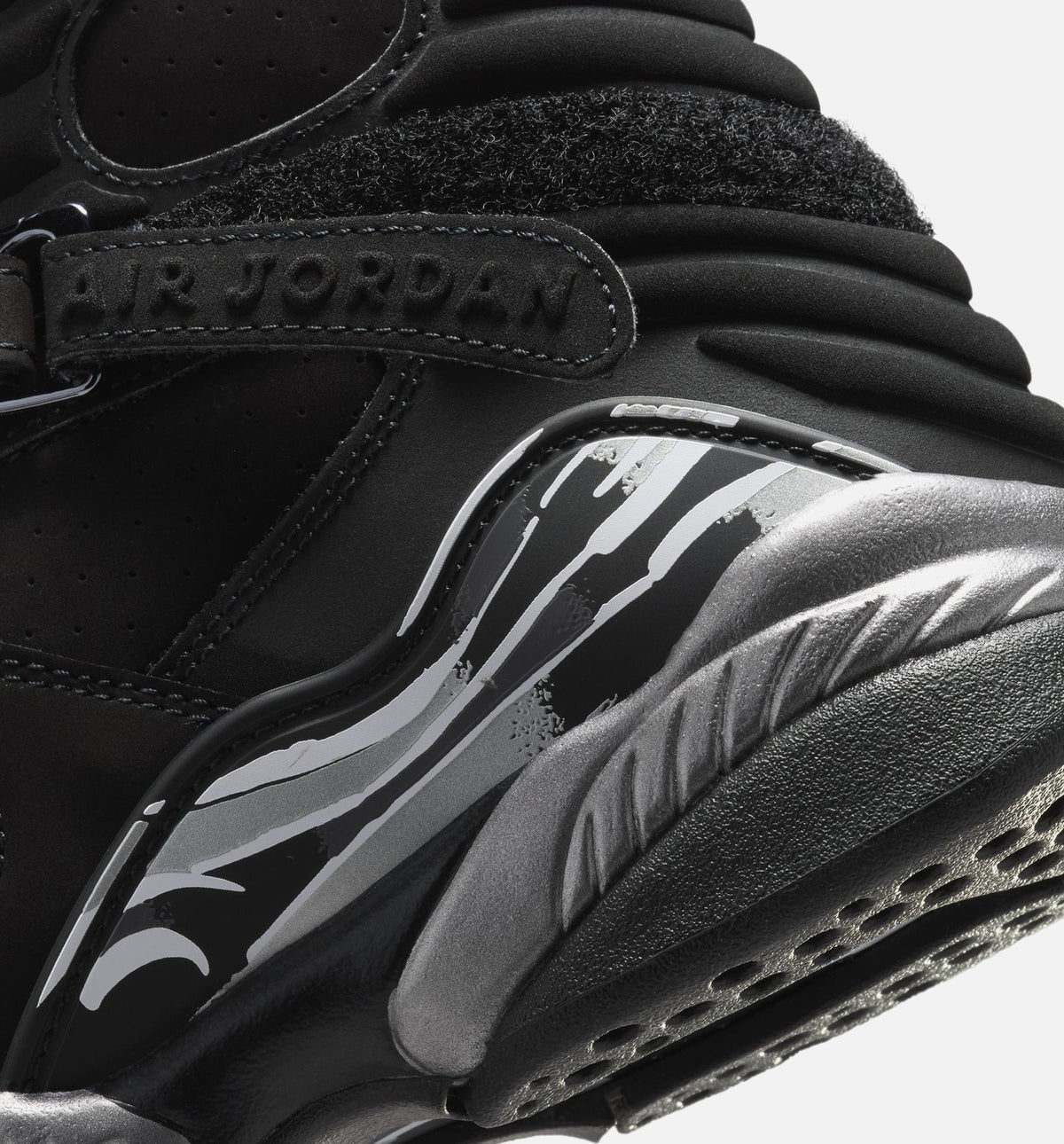 Air Jordan 8 Retro "Chrome Black and Light Graphite" Big Kids' Shoe – Black/White/Light Graphite