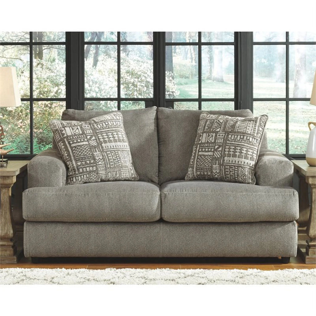 Ash Gray Microfiber Fabric Loveseat W485565