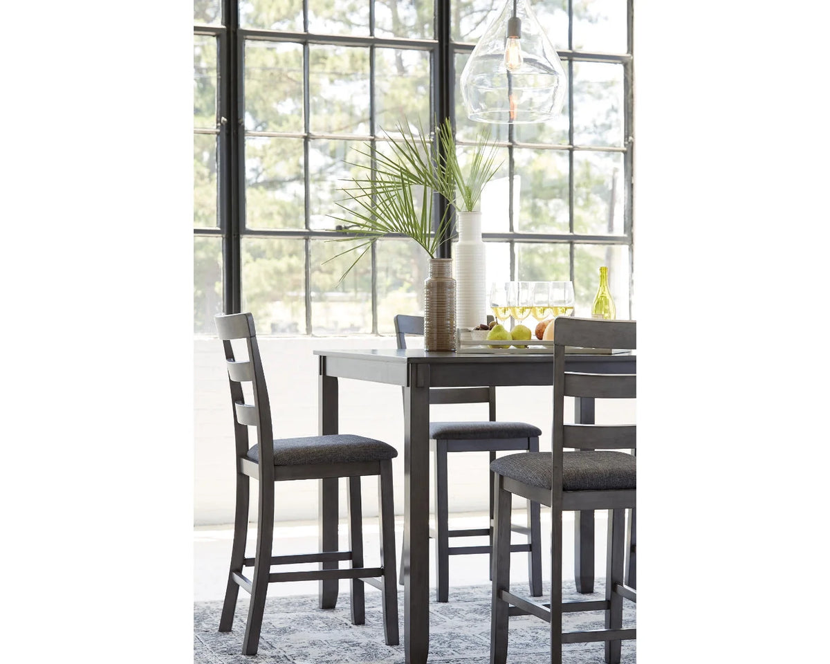 Counter Height Dining Table and Bar Stools Set of 5 Gray P213