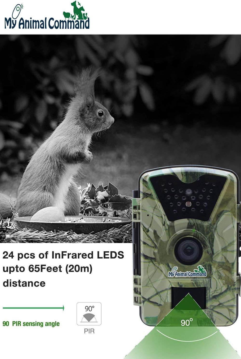 12MP Solar Trail Camera with Night Vision Motion Activated IP66 Waterproof 1080p V9940